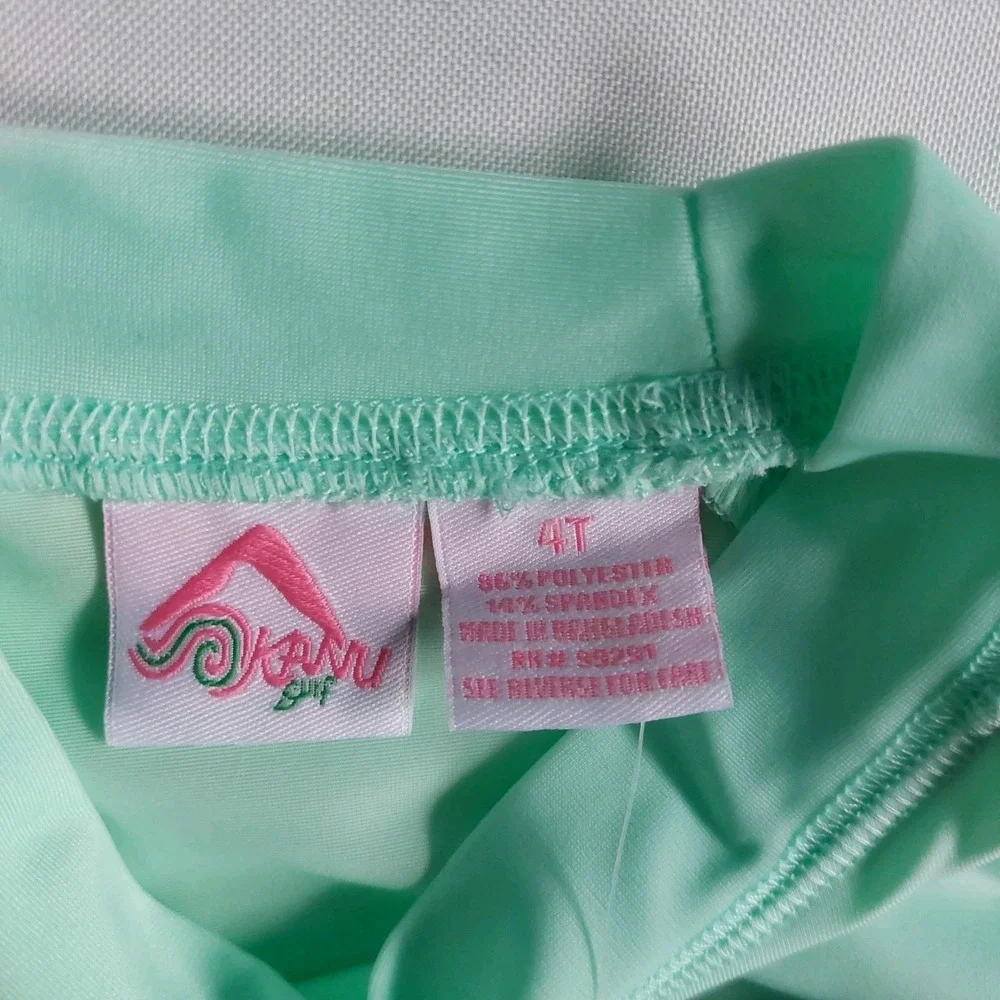 Kanu Surf Girls Size 4T UPF‎ 50+  Rashguard Swim Shirt Ice Green Skin Protection